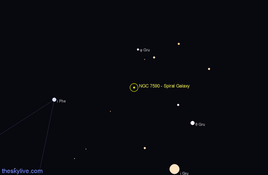 Finder chart NGC 7590 - Spiral Galaxy in Grus star