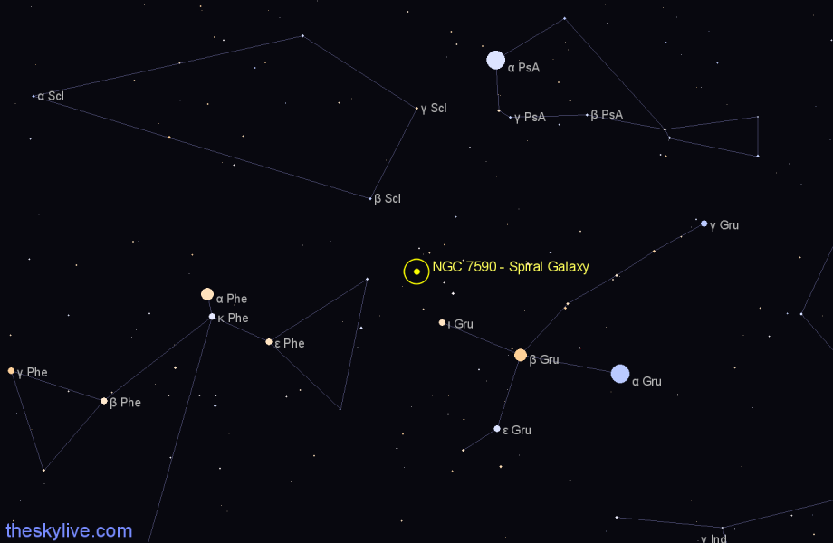 Finder chart NGC 7590 - Spiral Galaxy in Grus star