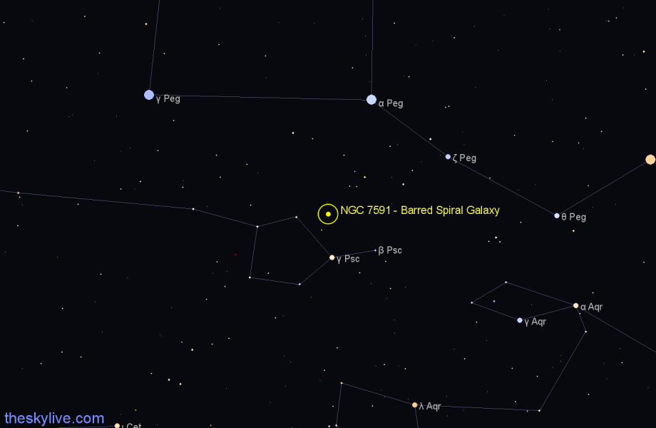 Finder chart NGC 7591 - Barred Spiral Galaxy in Pisces star