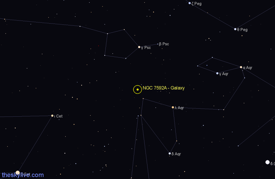 Finder chart NGC 7592A - Galaxy in Aquarius star