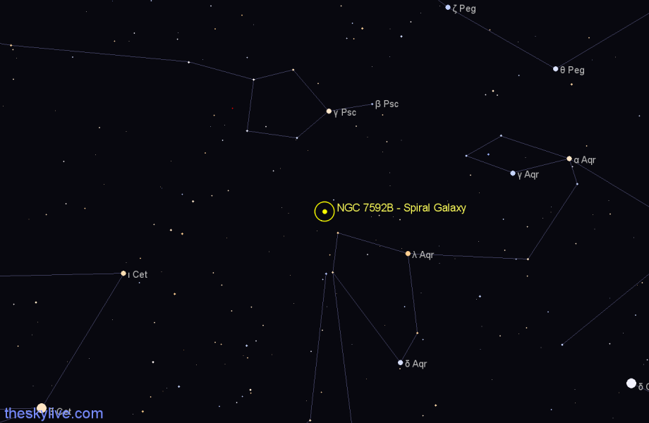 Finder chart NGC 7592B - Spiral Galaxy in Aquarius star