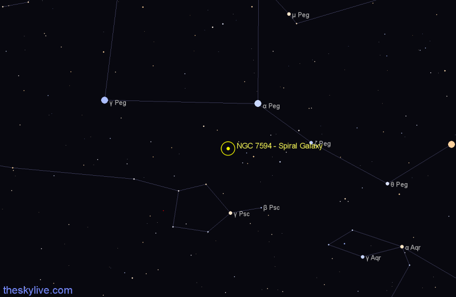 Finder chart NGC 7594 - Spiral Galaxy in Pegasus star