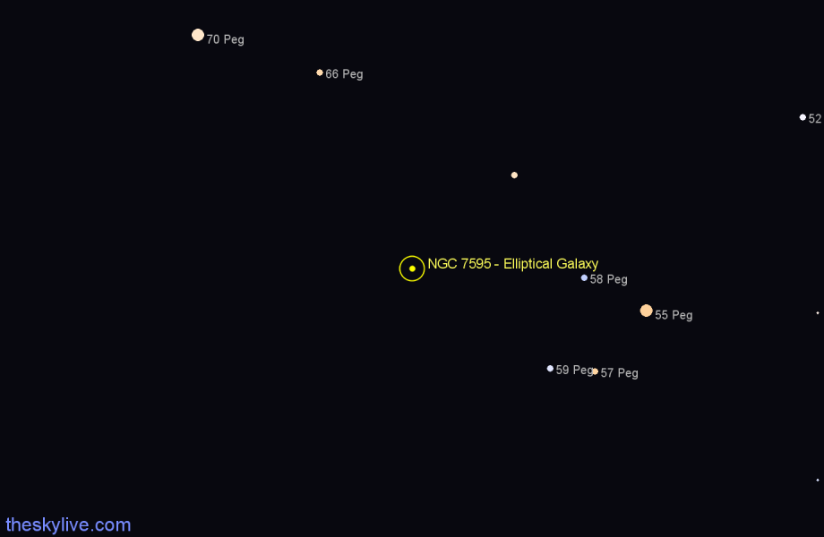 Finder chart NGC 7595 - Elliptical Galaxy in Pegasus star