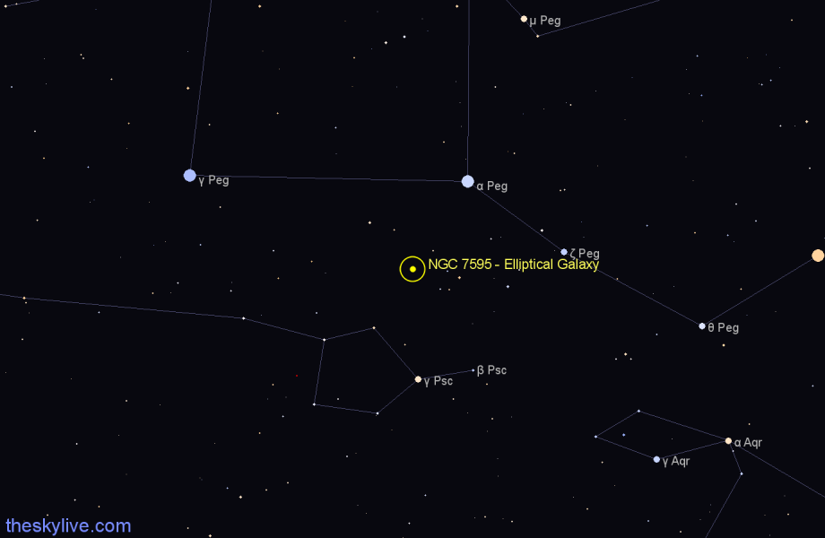 Finder chart NGC 7595 - Elliptical Galaxy in Pegasus star