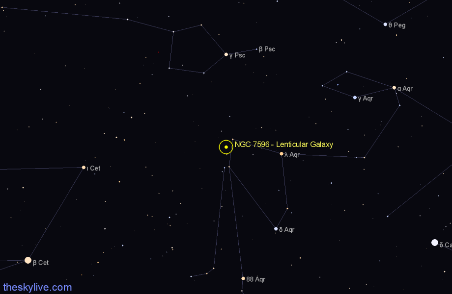 Finder chart NGC 7596 - Lenticular Galaxy in Aquarius star