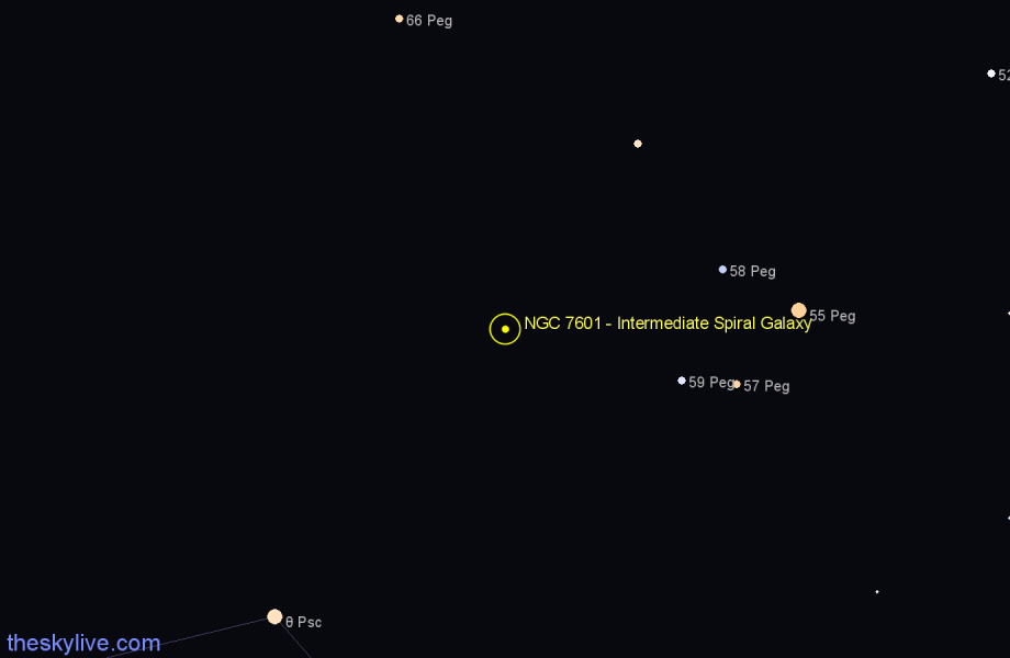 Finder chart NGC 7601 - Intermediate Spiral Galaxy in Pegasus star