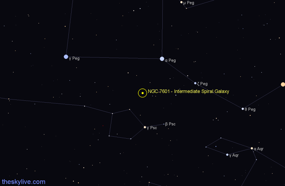 Finder chart NGC 7601 - Intermediate Spiral Galaxy in Pegasus star