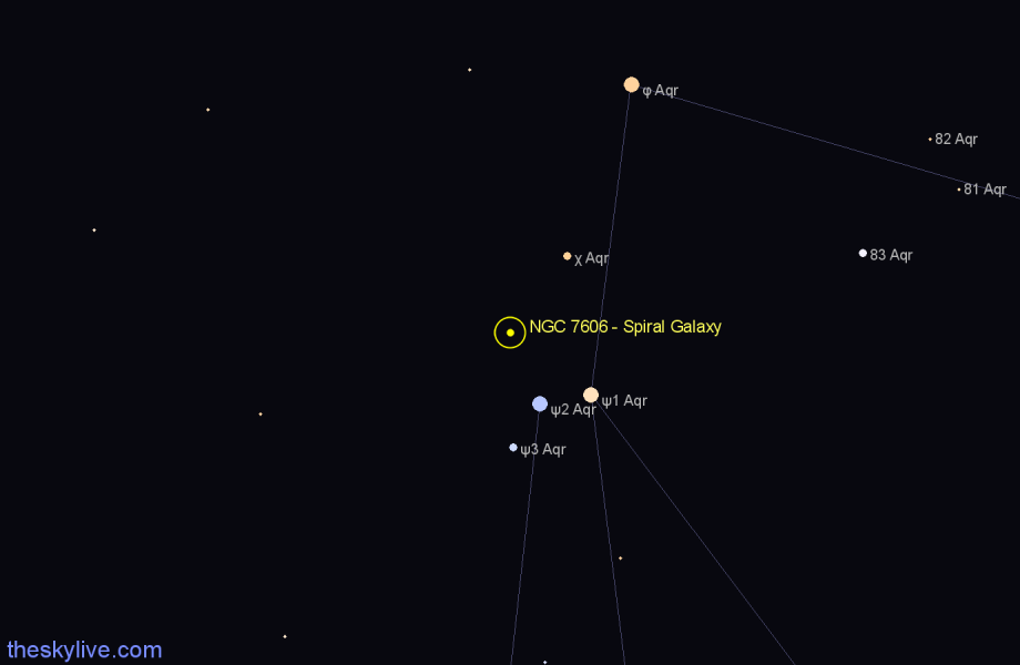 Finder chart NGC 7606 - Spiral Galaxy in Aquarius star