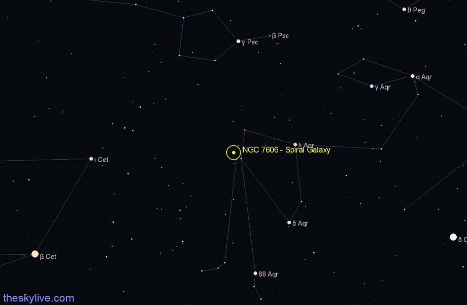 Finder chart NGC 7606 - Spiral Galaxy in Aquarius star