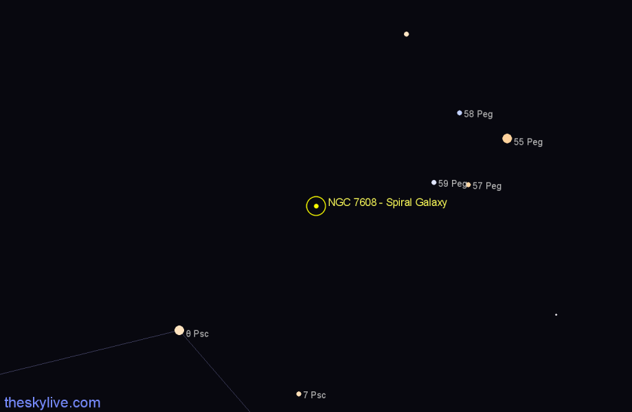 Finder chart NGC 7608 - Spiral Galaxy in Pegasus star