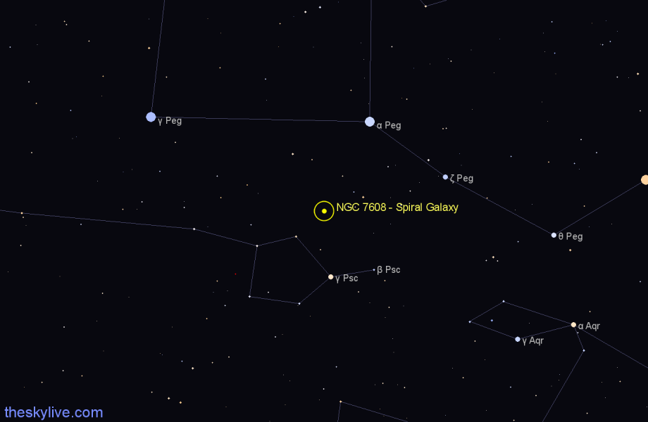 Finder chart NGC 7608 - Spiral Galaxy in Pegasus star