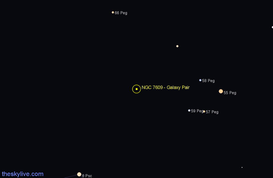 Finder chart NGC 7609 - Galaxy Pair in Pegasus star