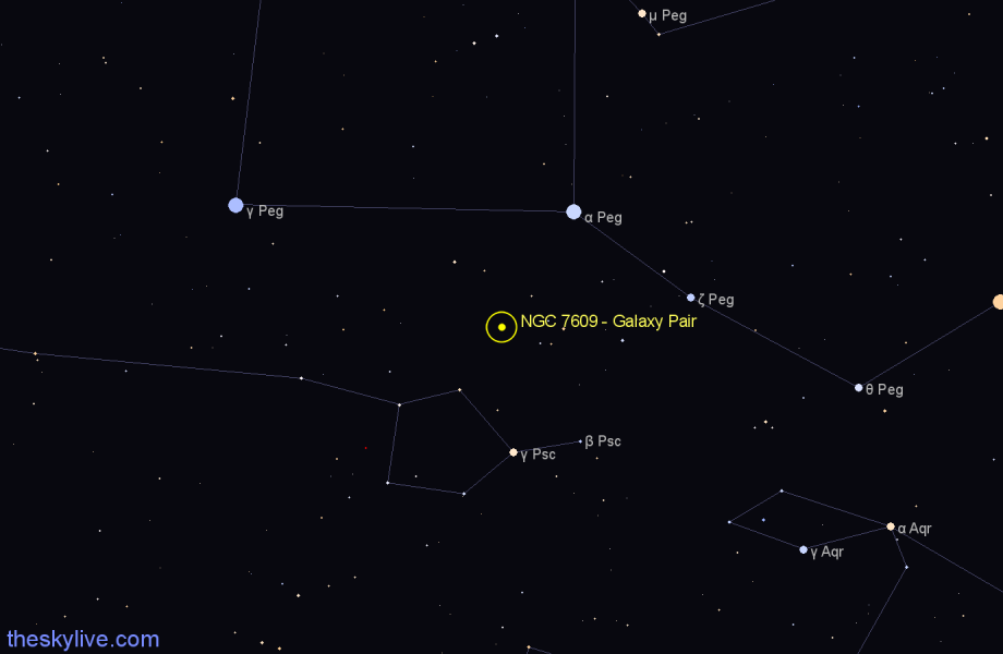Finder chart NGC 7609 - Galaxy Pair in Pegasus star