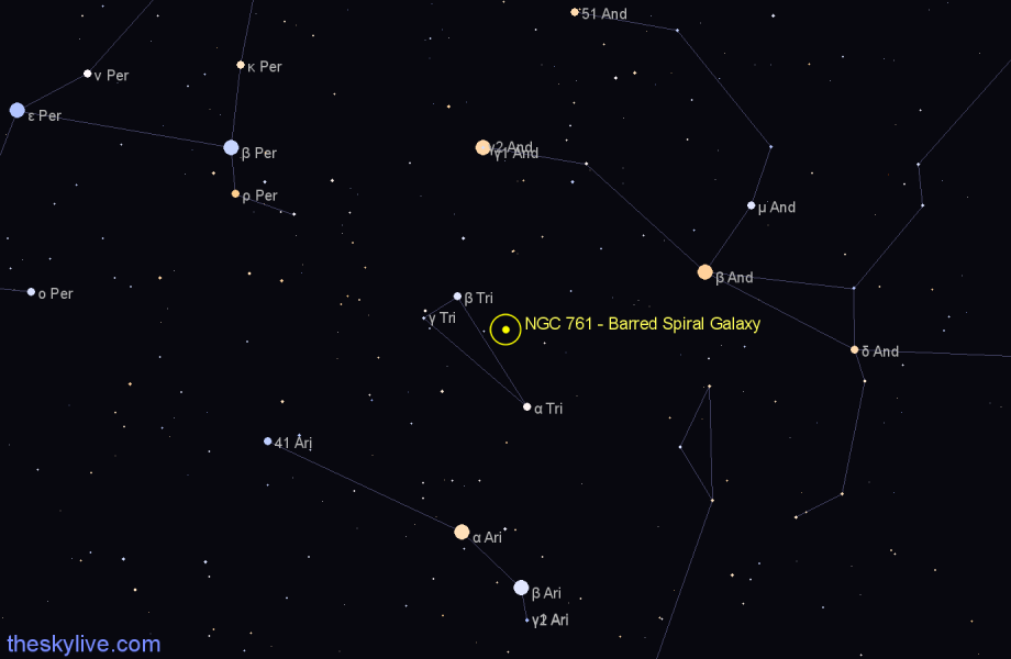 Finder chart NGC 761 - Barred Spiral Galaxy in Triangulum star