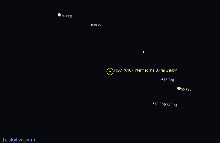 Finder chart NGC 7610 - Intermediate Spiral Galaxy in Pegasus star