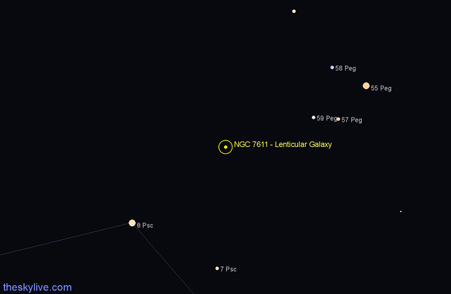 Finder chart NGC 7611 - Lenticular Galaxy in Pisces star