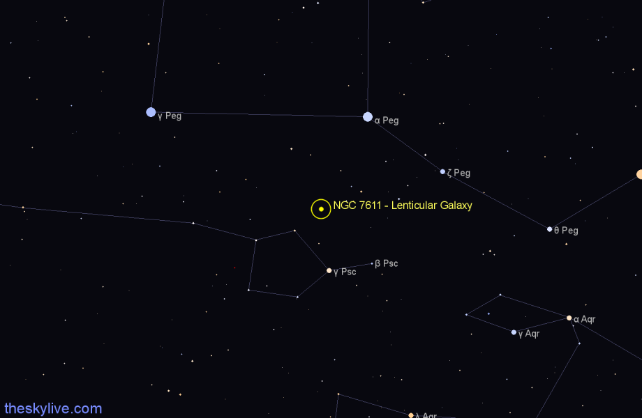 Finder chart NGC 7611 - Lenticular Galaxy in Pisces star