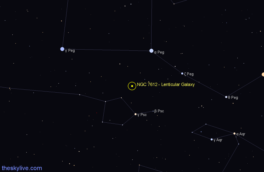 Finder chart NGC 7612 - Lenticular Galaxy in Pegasus star
