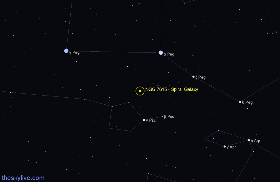 Finder chart NGC 7615 - Spiral Galaxy in Pegasus star