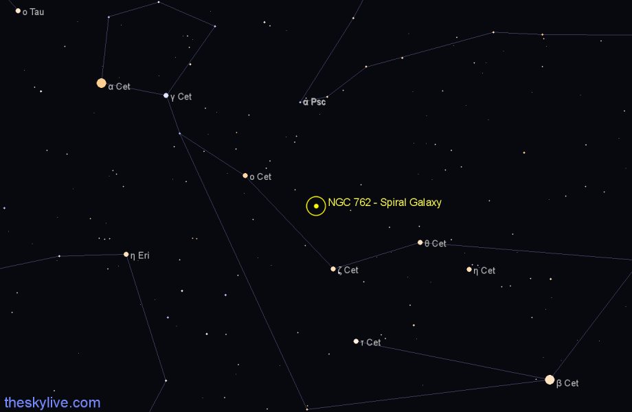 Finder chart NGC 762 - Spiral Galaxy in Cetus star