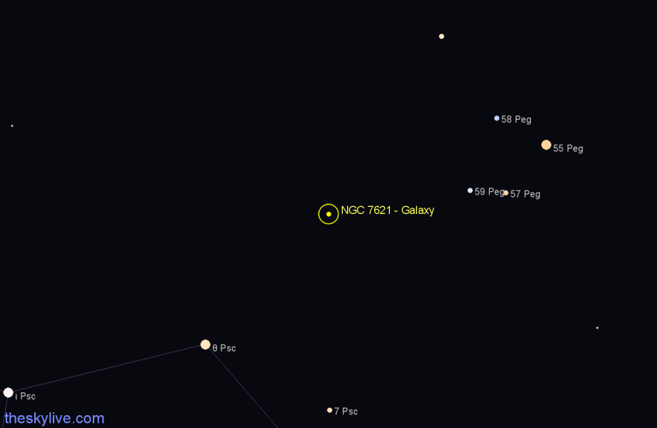 Finder chart NGC 7621 - Galaxy in Pegasus star