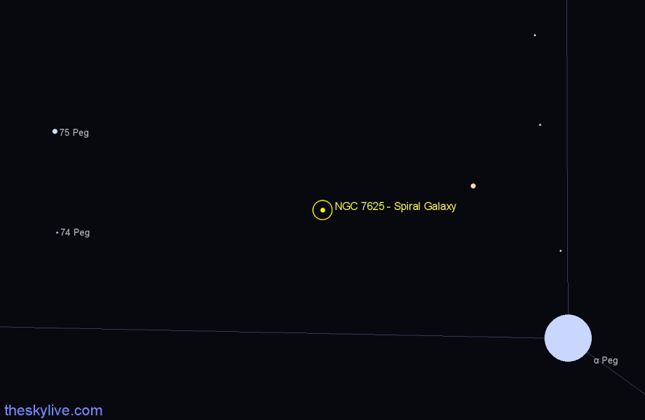 Finder chart NGC 7625 - Spiral Galaxy in Pegasus star