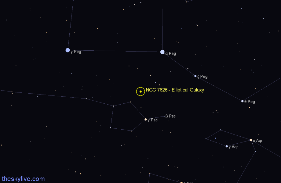 Finder chart NGC 7626 - Elliptical Galaxy in Pegasus star