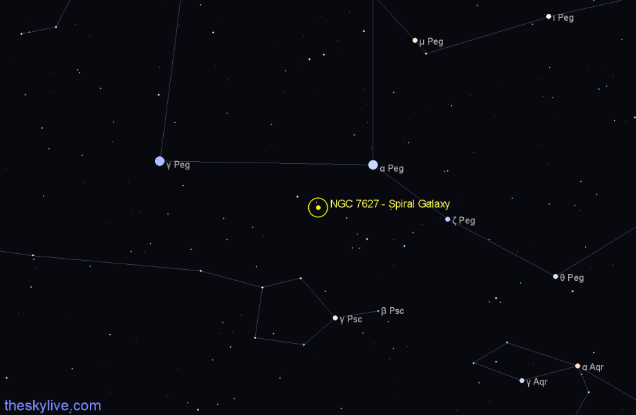 Finder chart NGC 7627 - Spiral Galaxy in Pegasus star