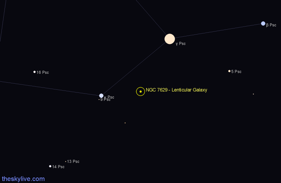 Finder chart NGC 7629 - Lenticular Galaxy in Pisces star