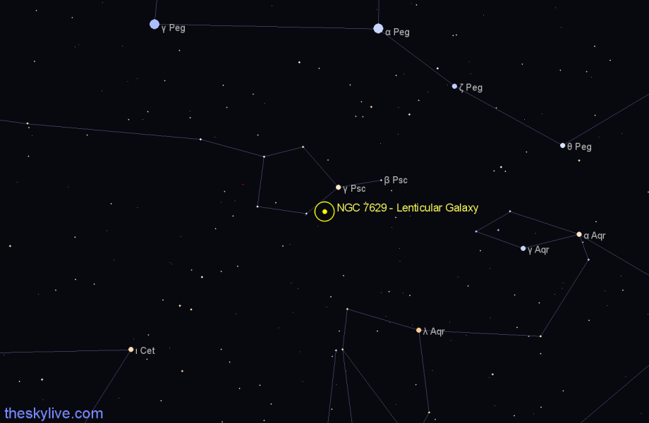 Finder chart NGC 7629 - Lenticular Galaxy in Pisces star