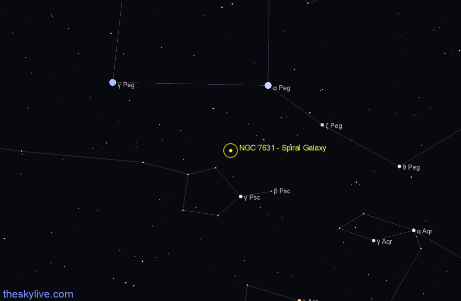 Finder chart NGC 7631 - Spiral Galaxy in Pegasus star