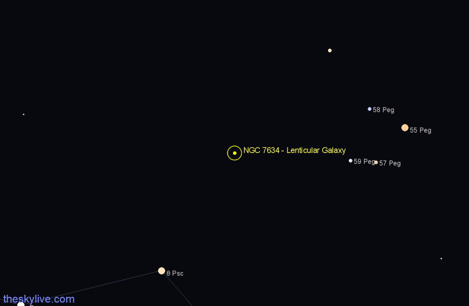 Finder chart NGC 7634 - Lenticular Galaxy in Pegasus star