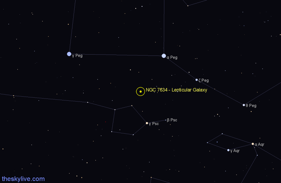 Finder chart NGC 7634 - Lenticular Galaxy in Pegasus star