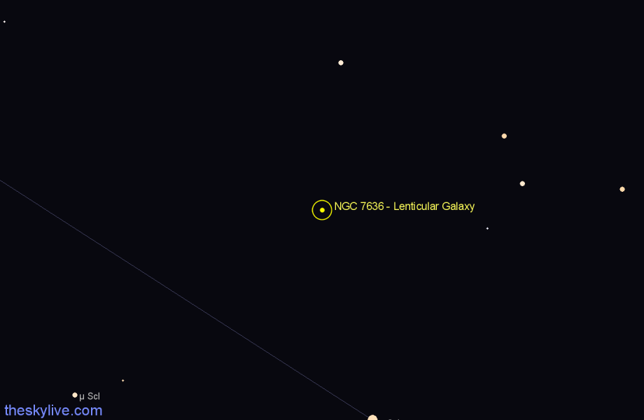 Finder chart NGC 7636 - Lenticular Galaxy in Sculptor star