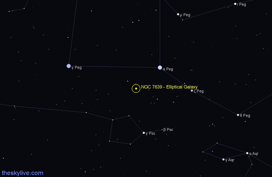 Finder chart NGC 7639 - Elliptical Galaxy in Pegasus star