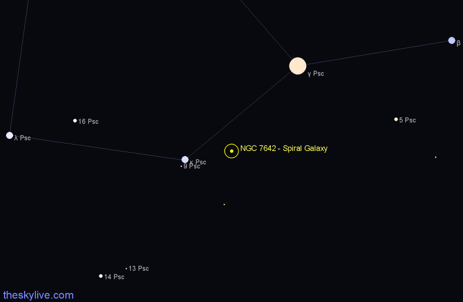 Finder chart NGC 7642 - Spiral Galaxy in Pisces star