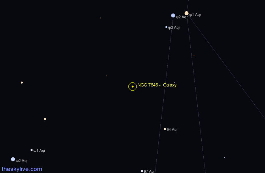 Finder chart NGC 7646 -  Galaxy in Aquarius star