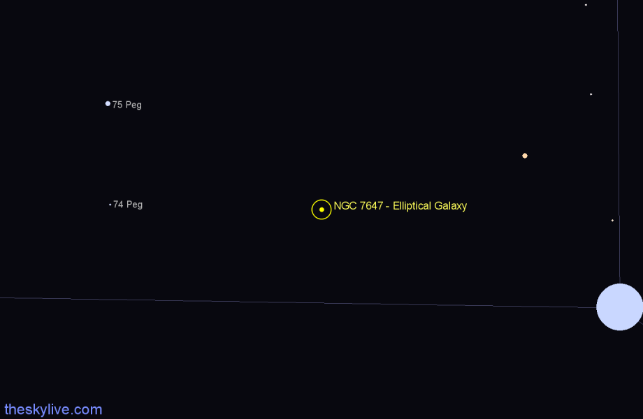 Finder chart NGC 7647 - Elliptical Galaxy in Pegasus star