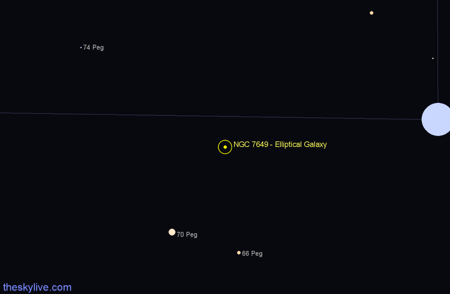 Finder chart NGC 7649 - Elliptical Galaxy in Pegasus star