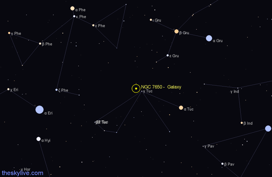 Finder chart NGC 7650 -  Galaxy in Tucana star