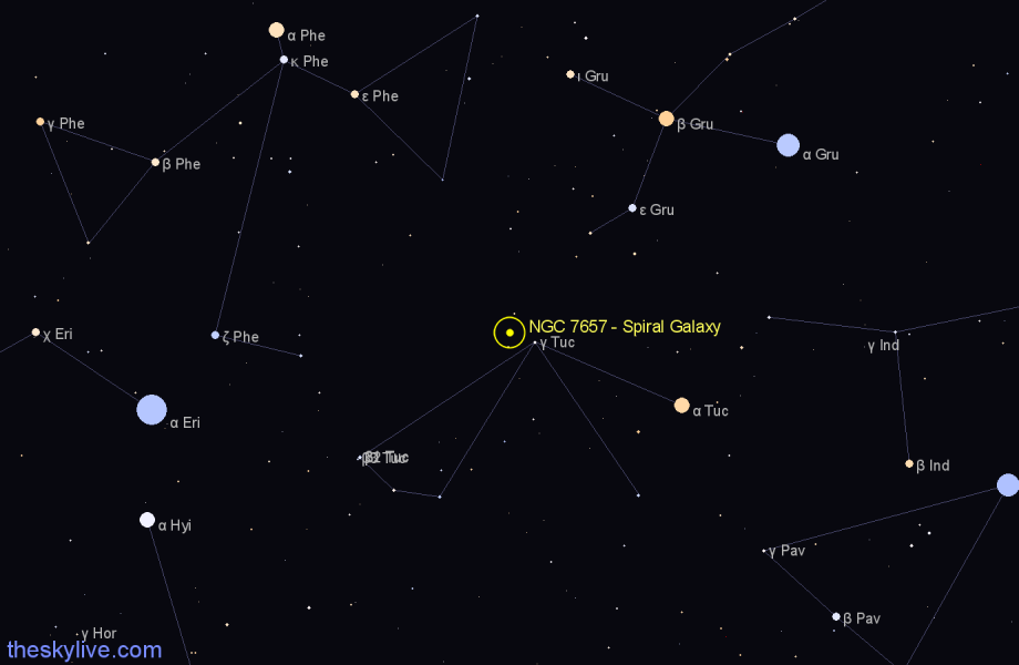 Finder chart NGC 7657 - Spiral Galaxy in Phoenix star