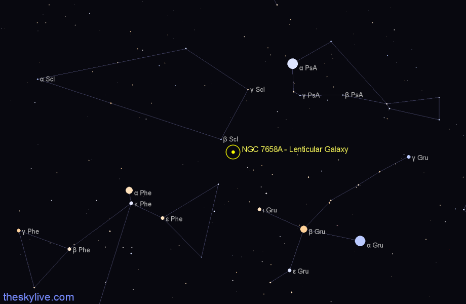 Finder chart NGC 7658A - Lenticular Galaxy in Sculptor star