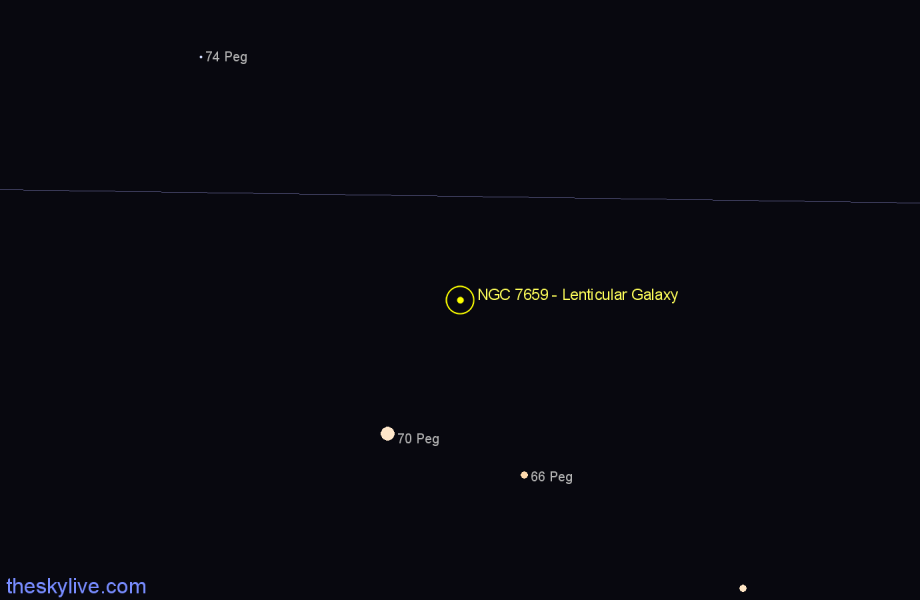 Finder chart NGC 7659 - Lenticular Galaxy in Pegasus star