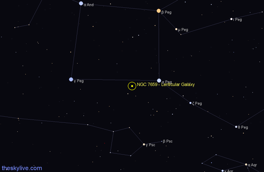 Finder chart NGC 7659 - Lenticular Galaxy in Pegasus star