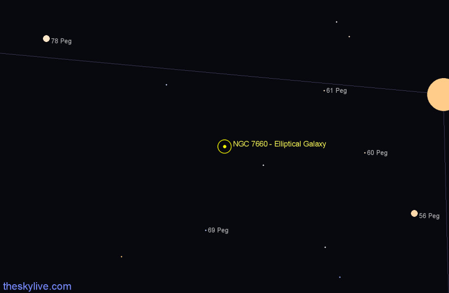 Finder chart NGC 7660 - Elliptical Galaxy in Pegasus star