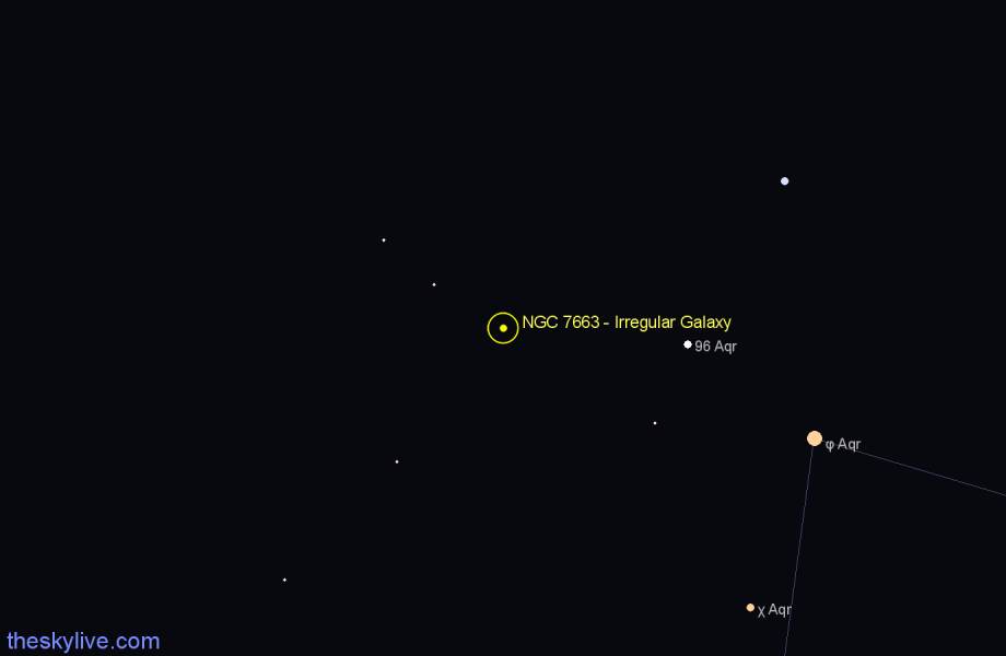 Finder chart NGC 7663 - Irregular Galaxy in Aquarius star