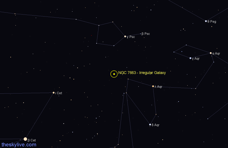 Finder chart NGC 7663 - Irregular Galaxy in Aquarius star