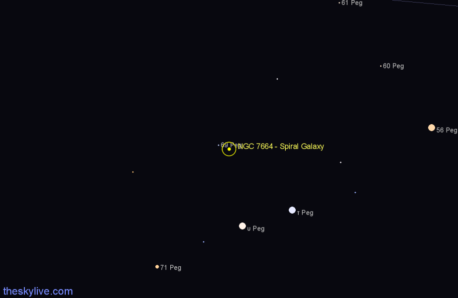 Finder chart NGC 7664 - Spiral Galaxy in Pegasus star