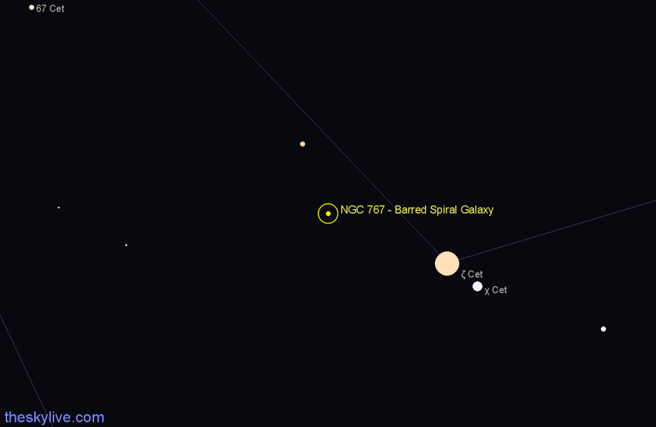 Finder chart NGC 767 - Barred Spiral Galaxy in Cetus star