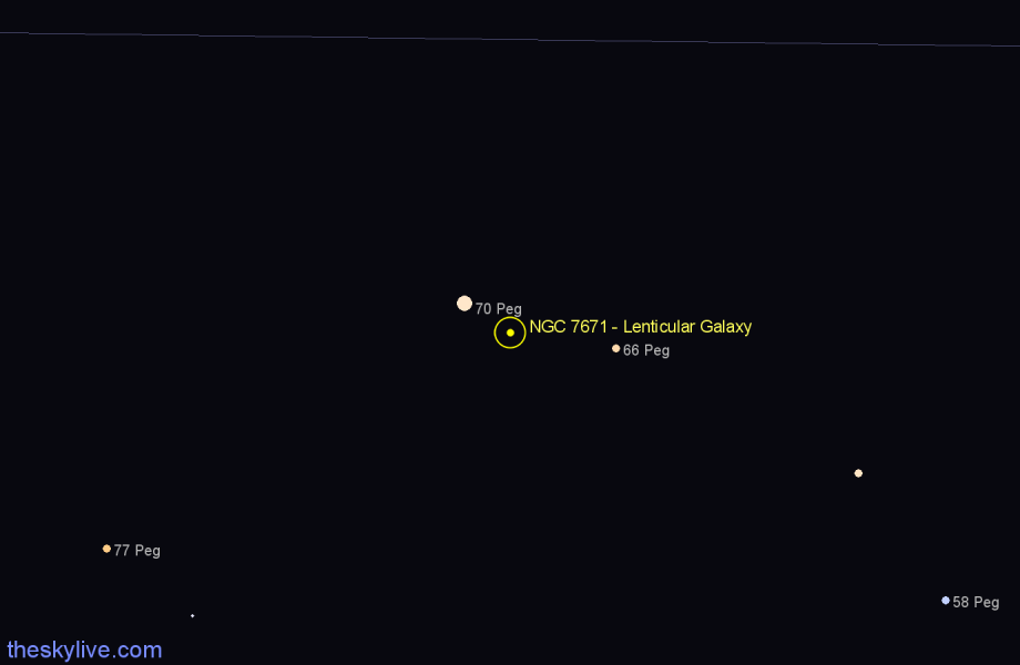 Finder chart NGC 7671 - Lenticular Galaxy in Pegasus star